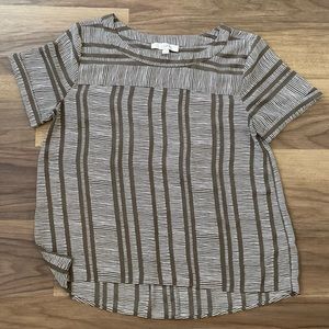 LOFT High Low Blouse Taupe & White Size M